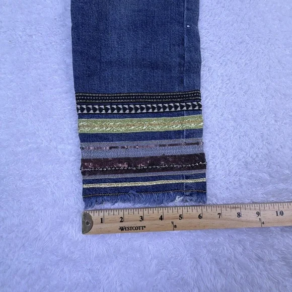 Anthropologie Pilcro & The Letterpress Jeans Embroidered Fringe Boho Slim 28 - Picture 10 of 10